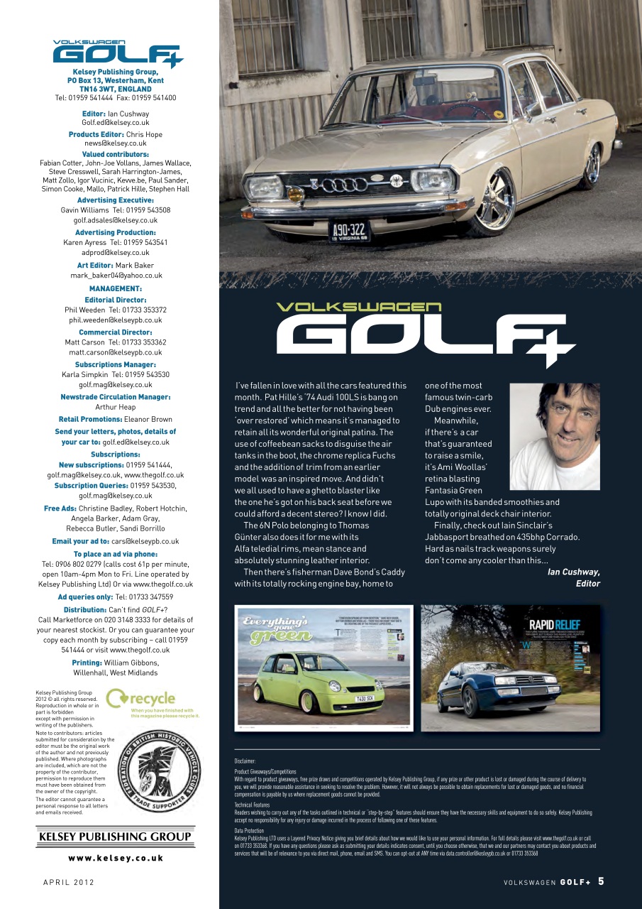 Volkswagen Golf + Preview Pages