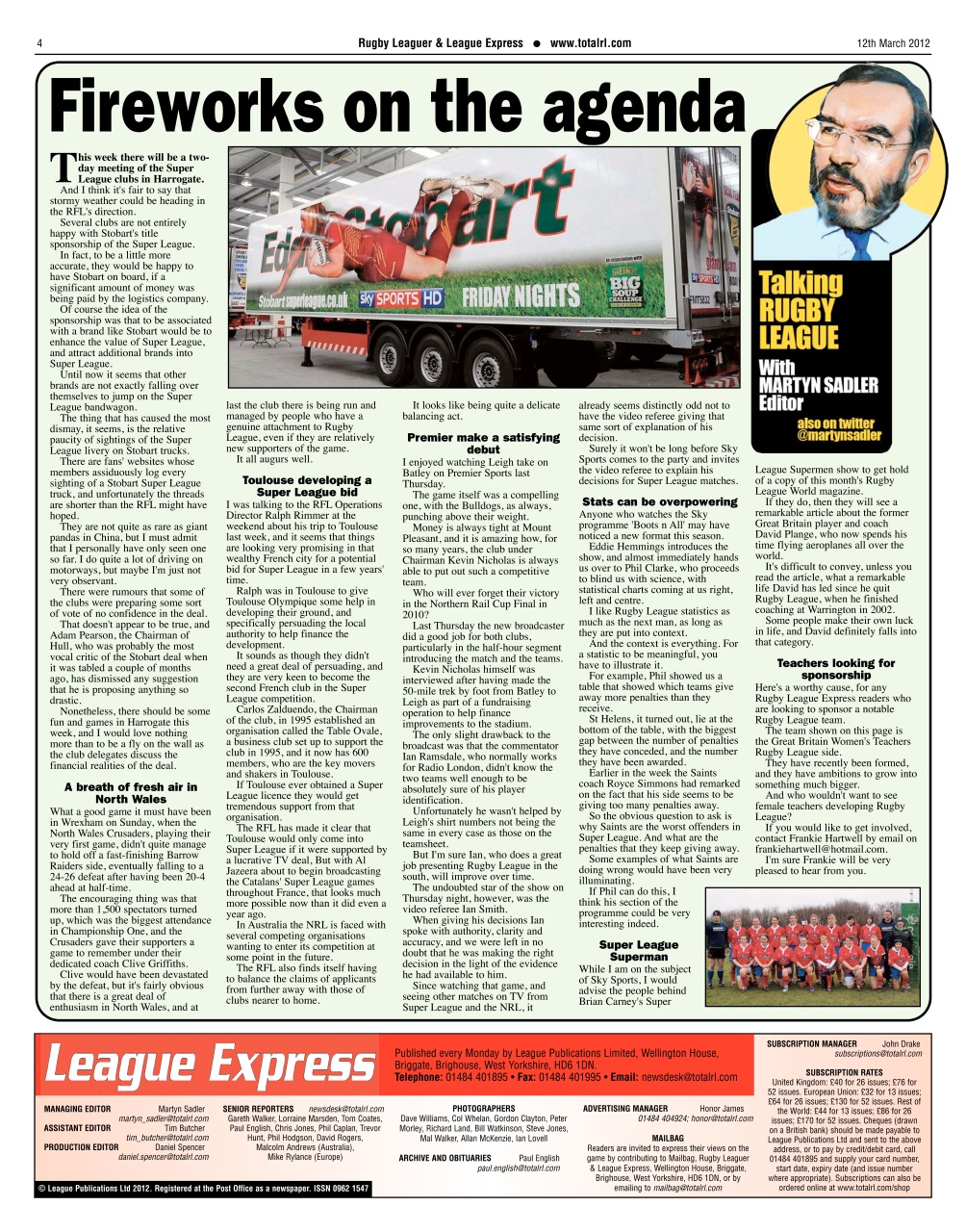 League Express Preview Pages