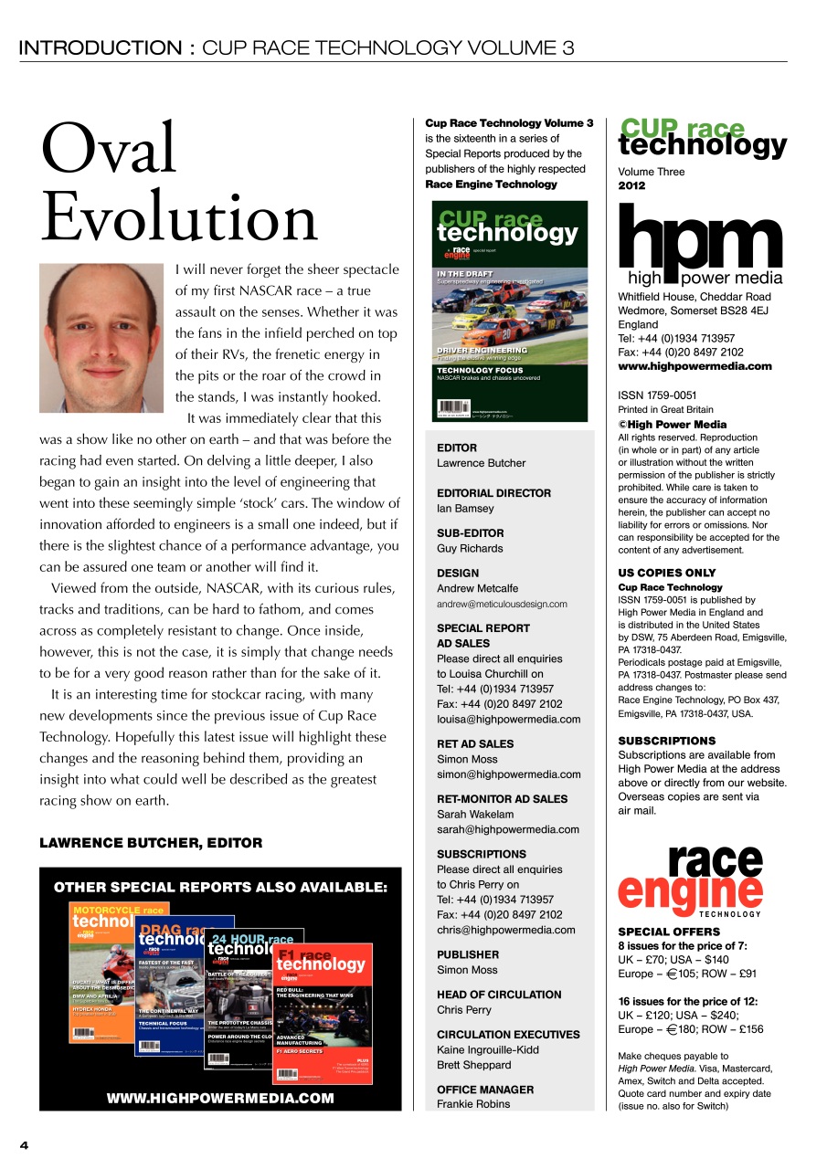 CUP Race Technology Preview Pages