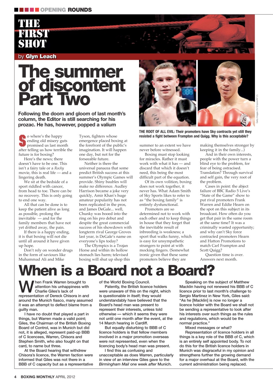 Boxing Monthly Preview Pages