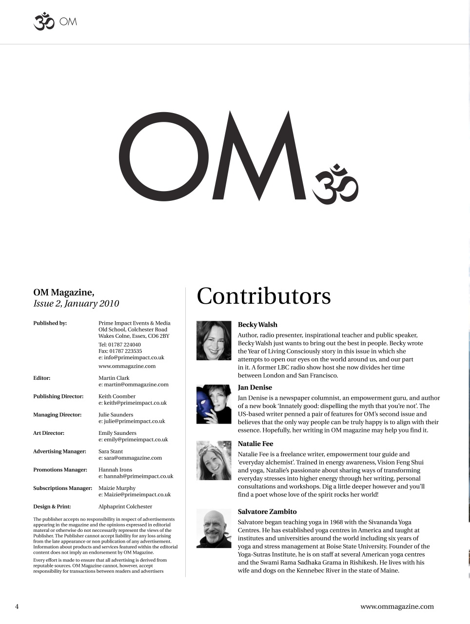 OM Yoga Magazine Preview Pages