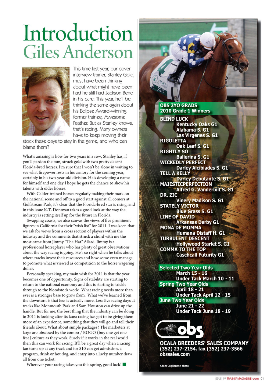 North American Trainer Magazine - horse racing Preview Pages