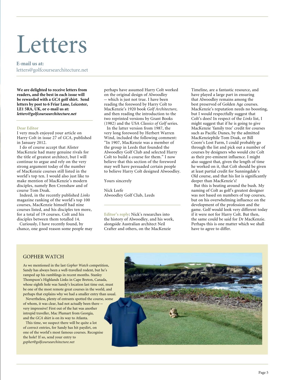 Golf Course Architecture Preview Pages