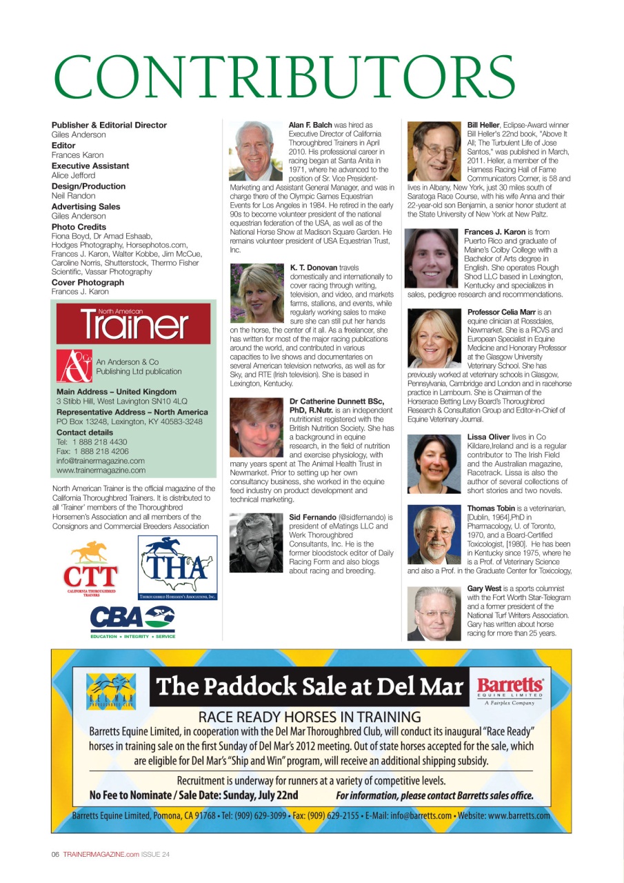 North American Trainer Magazine - horse racing Preview Pages