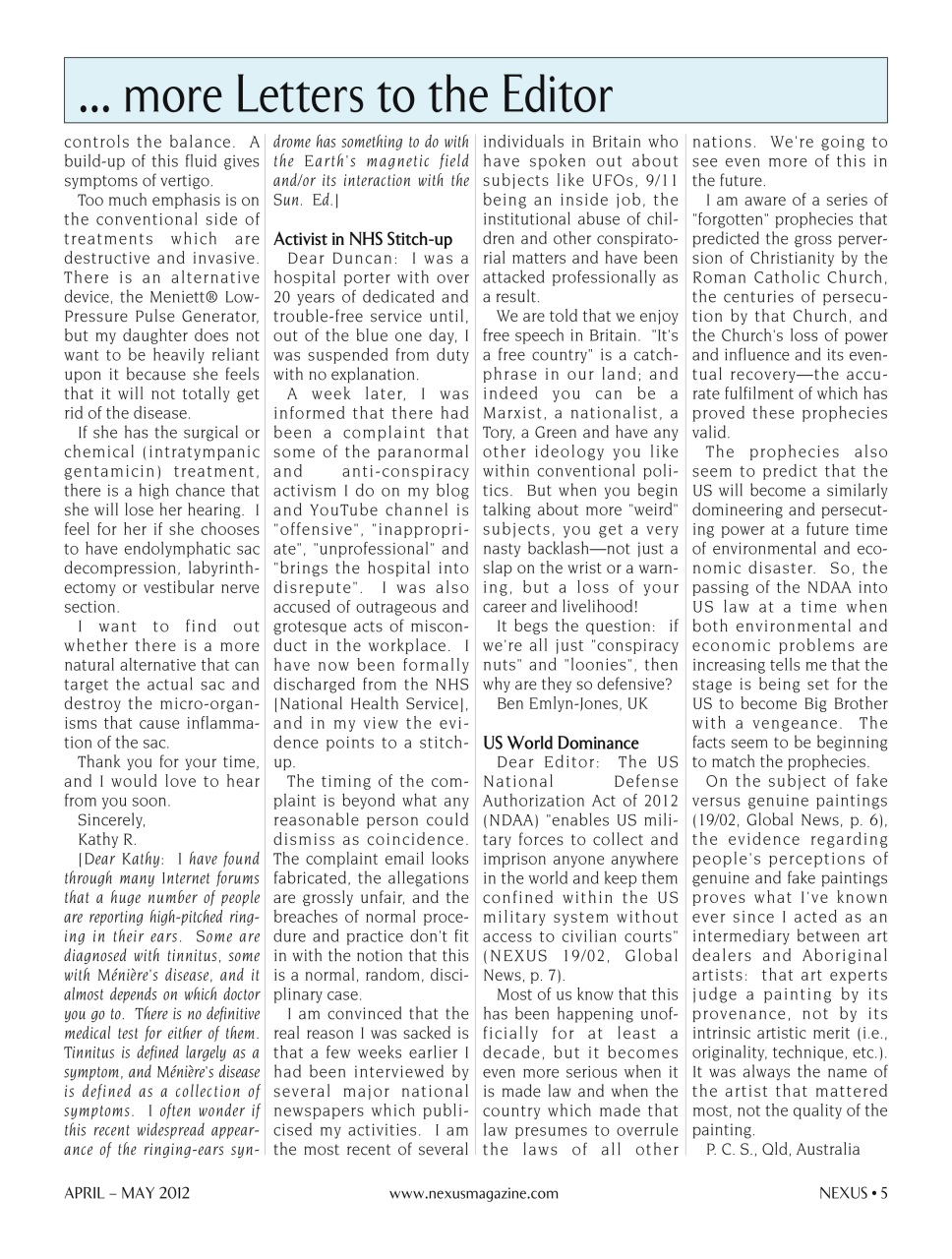 Nexus Magazine Preview Pages