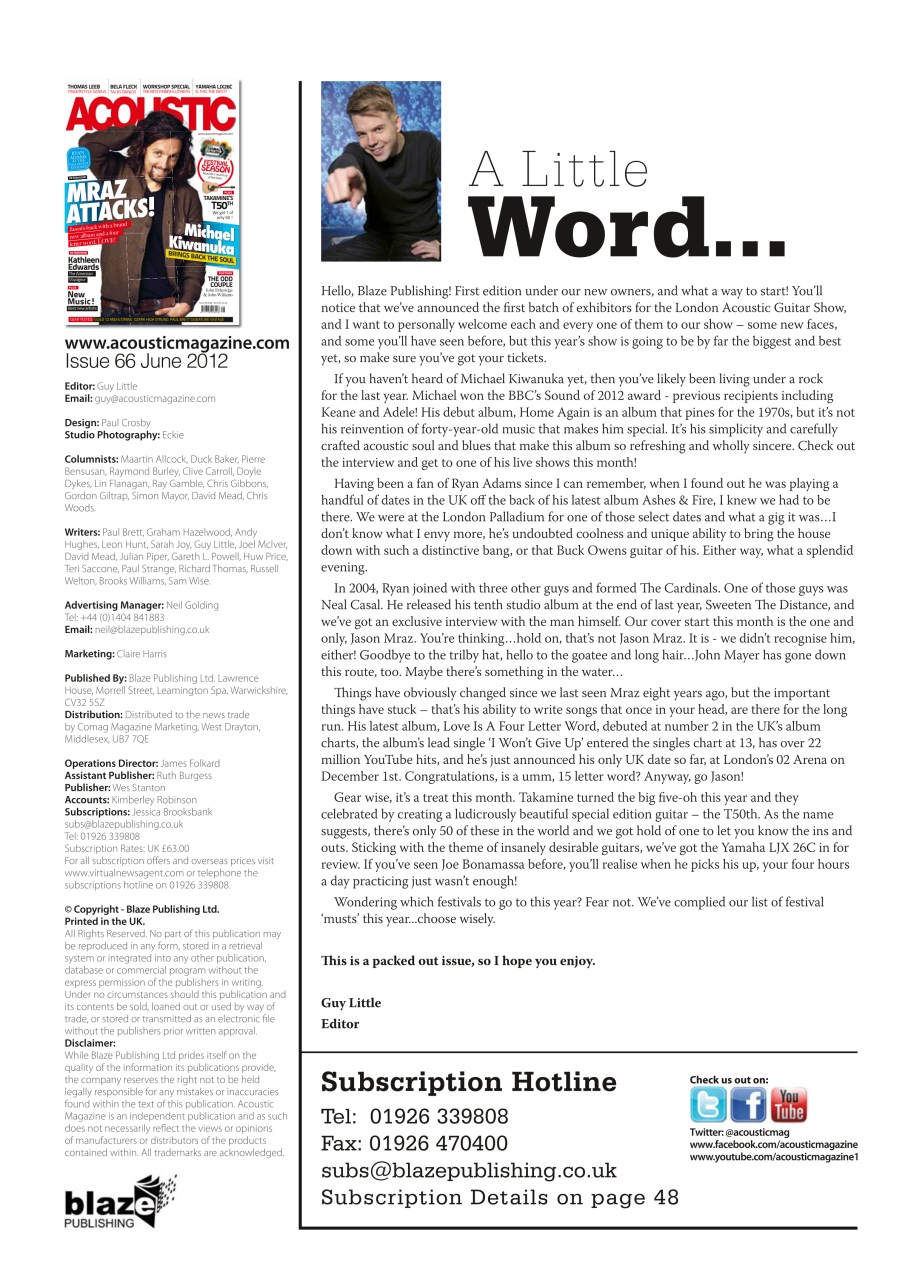 Acoustic Preview Pages