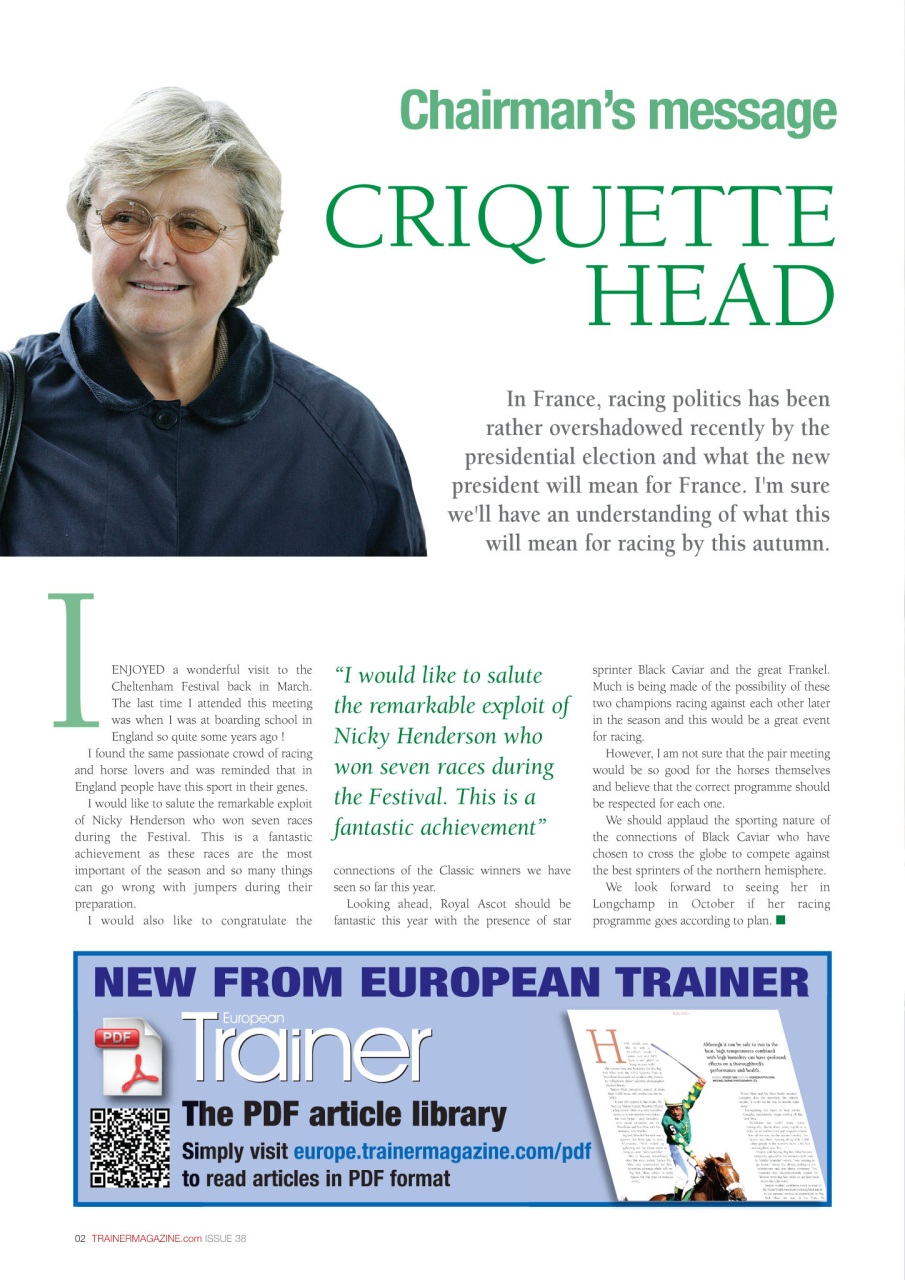 European Trainer Magazine - horse racing Preview Pages