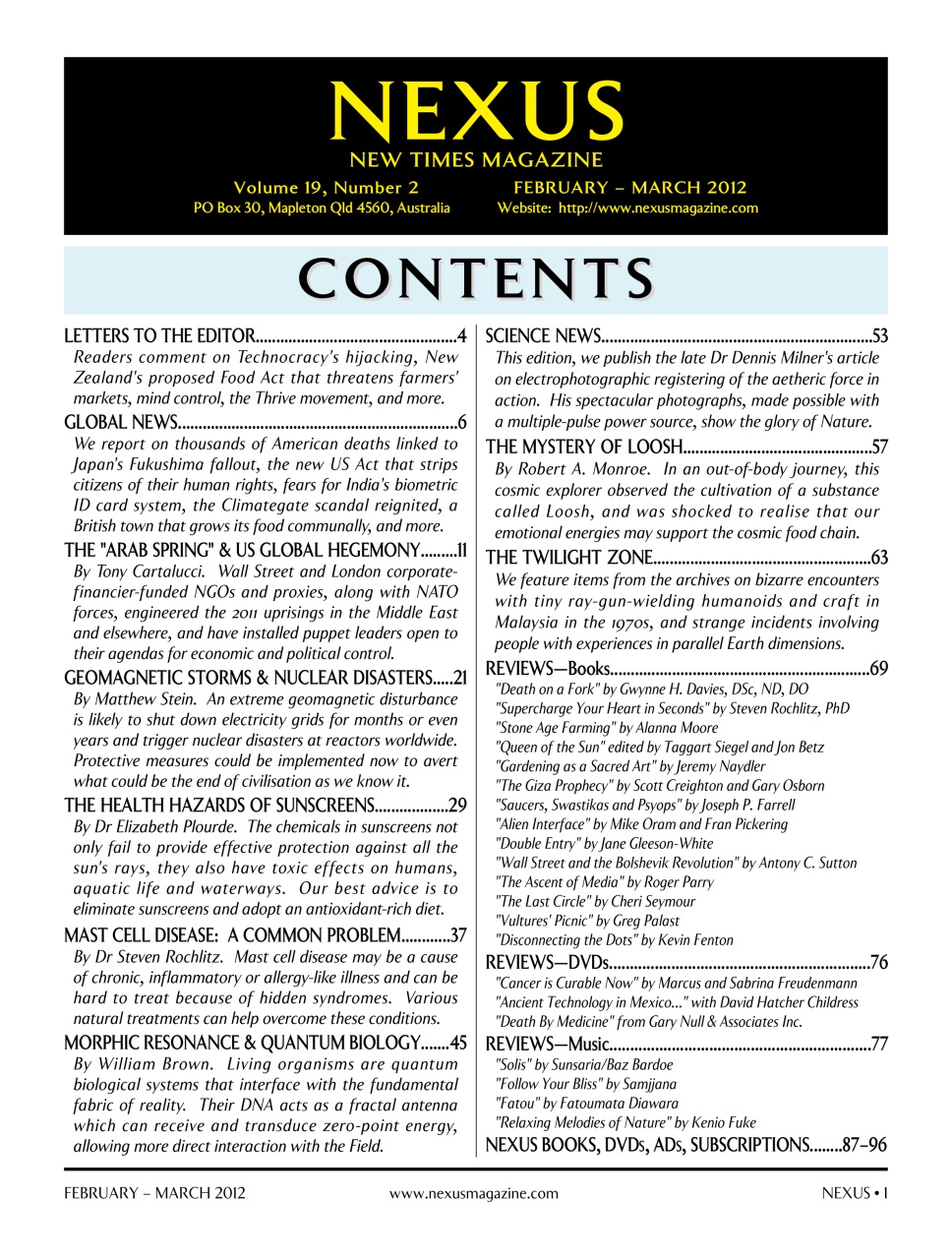 Nexus Magazine Preview Pages