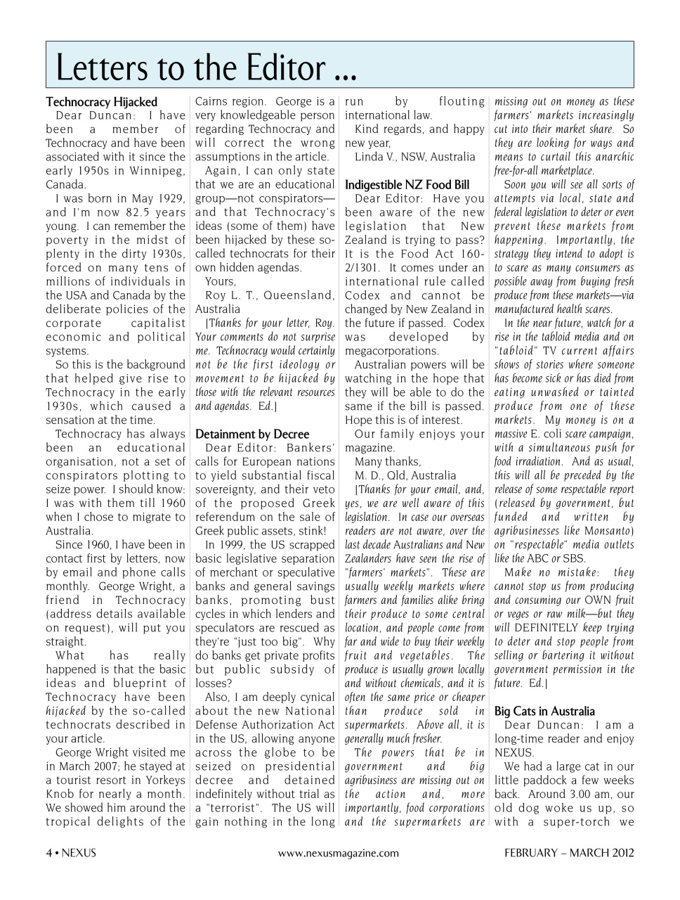 Nexus Magazine Preview Pages