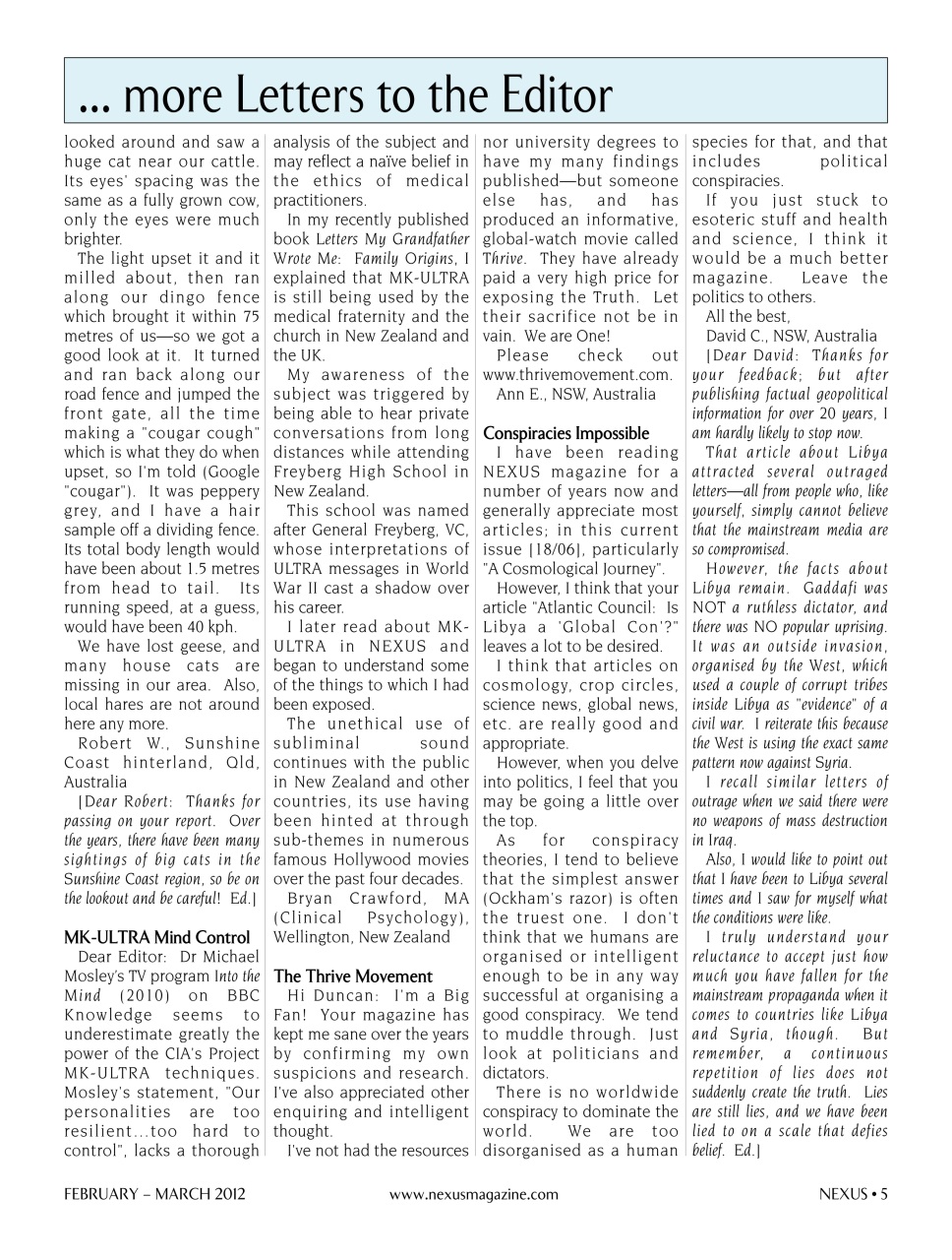 Nexus Magazine Preview Pages