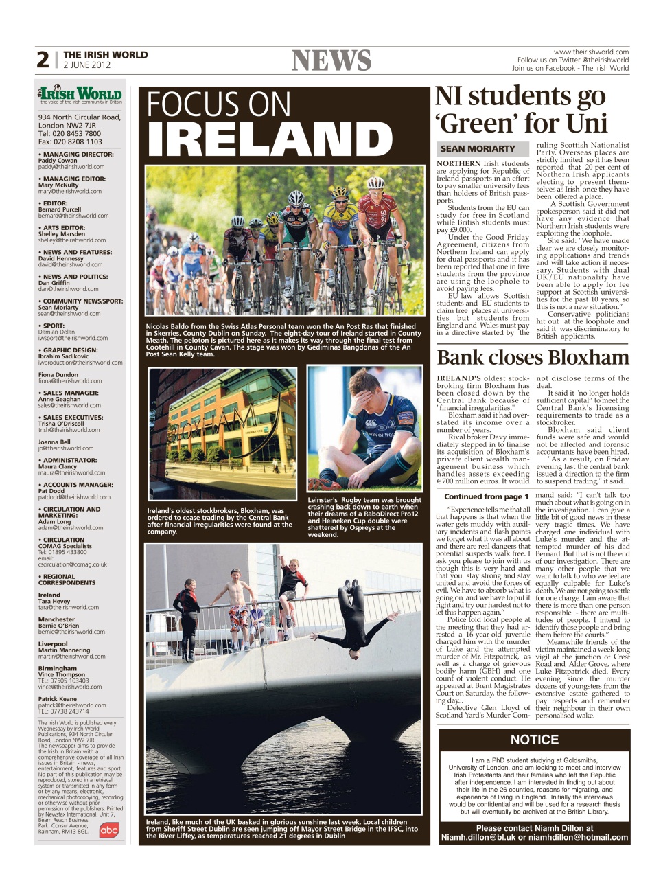 Irish World Preview Pages
