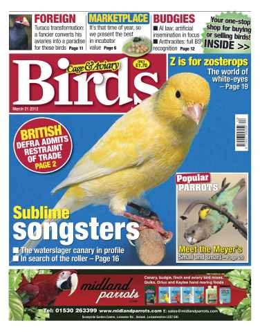 Cage & Aviary Birds issue Cage and Aviary March 21 2012