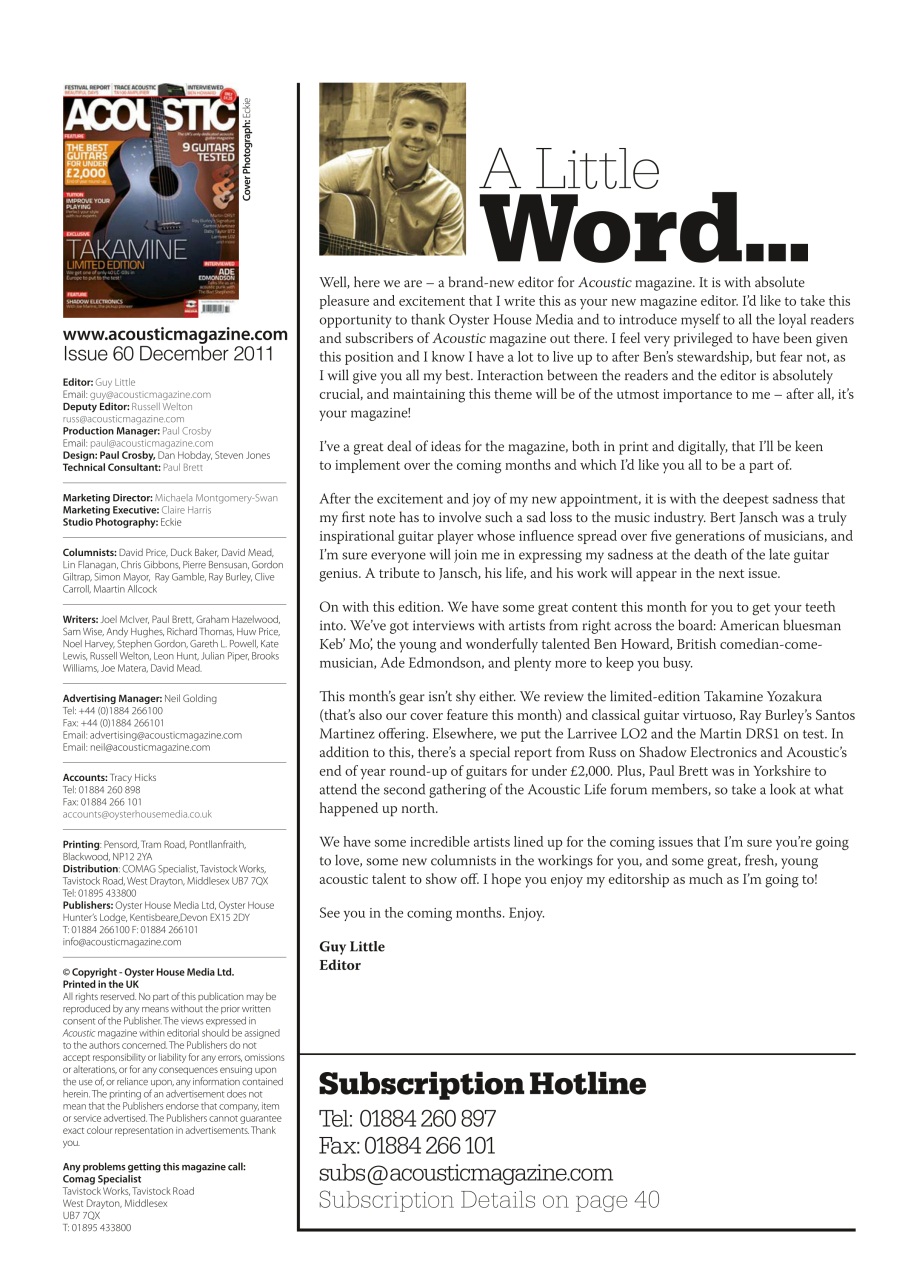 Acoustic Preview Pages