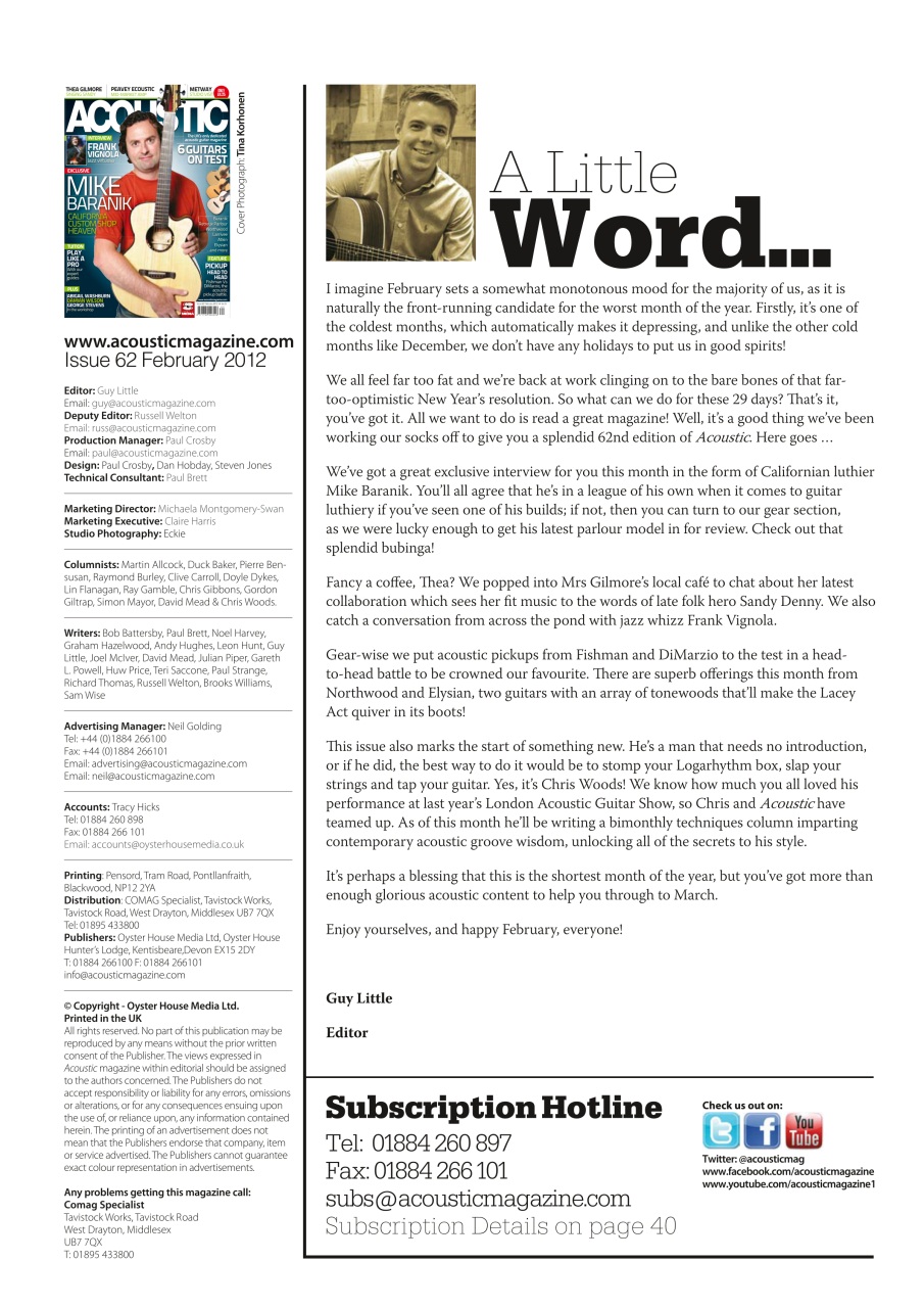 Acoustic Preview Pages