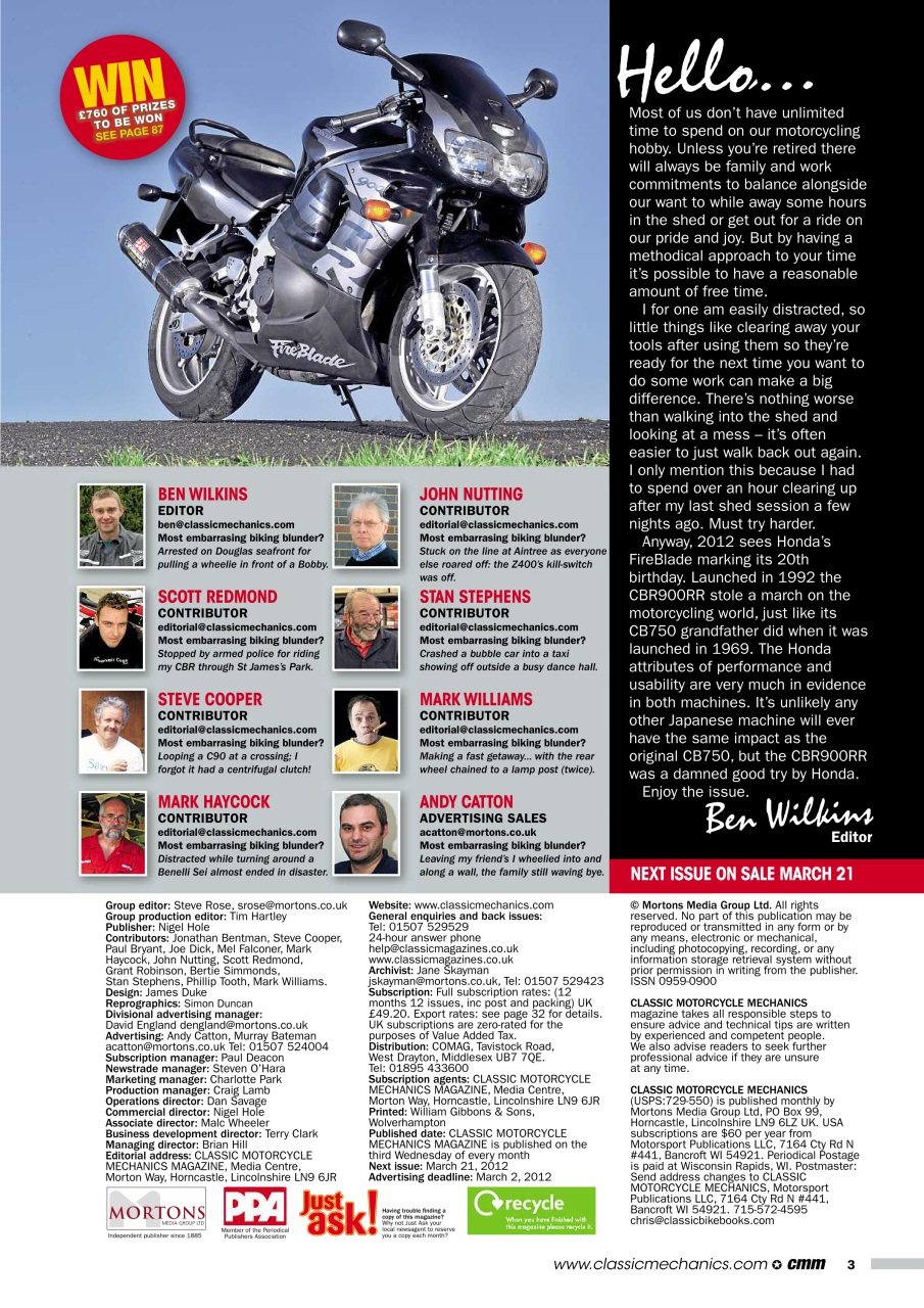 Classic Motorcycle Mechanics Preview Pages