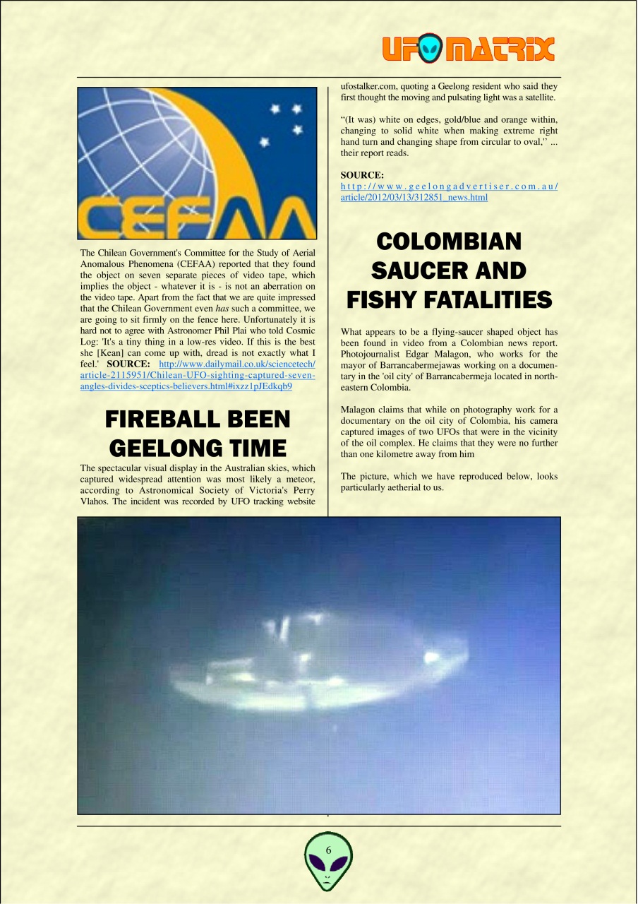 UFO Matrix Preview Pages