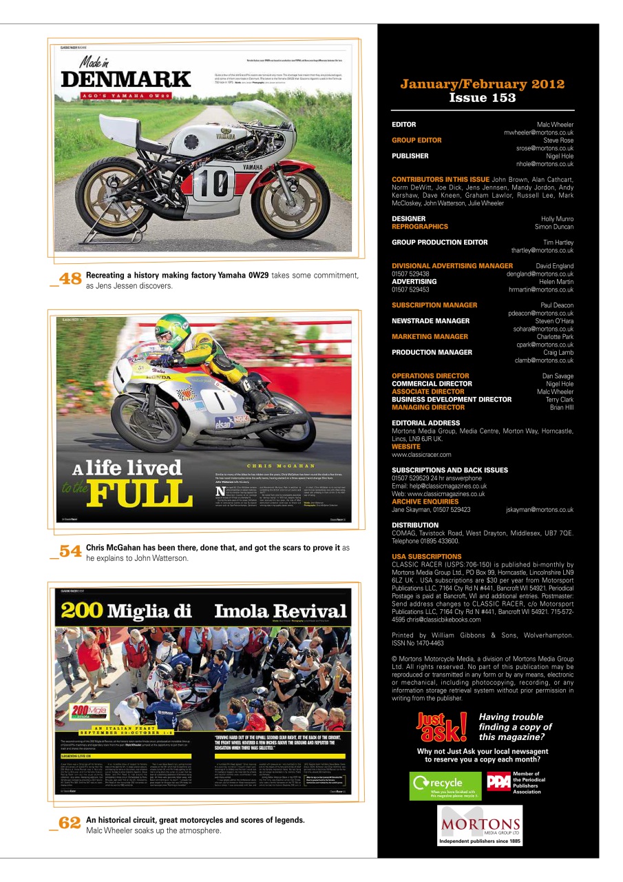 Classic Racer Preview Pages