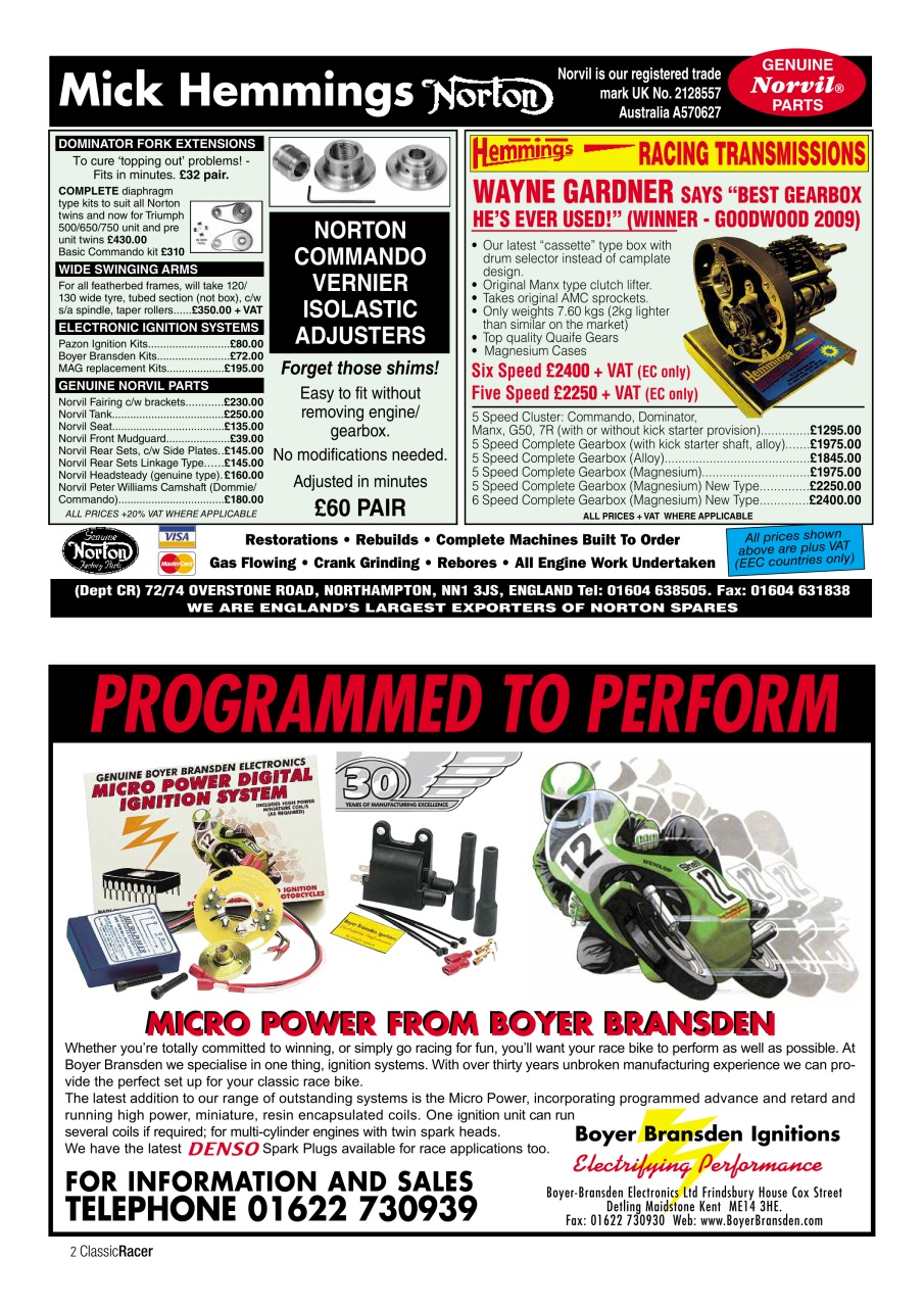 Classic Racer Preview Pages