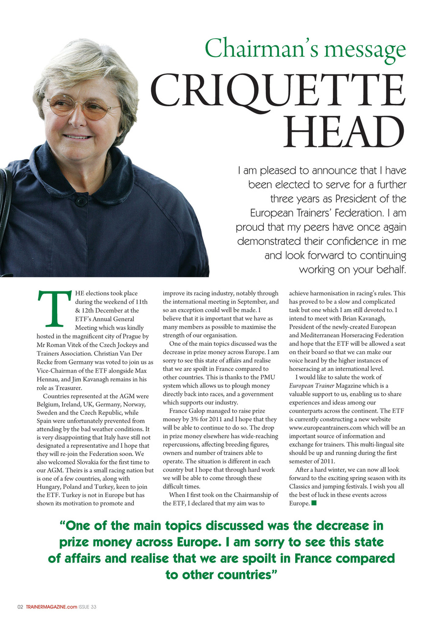 European Trainer Magazine - horse racing Preview Pages