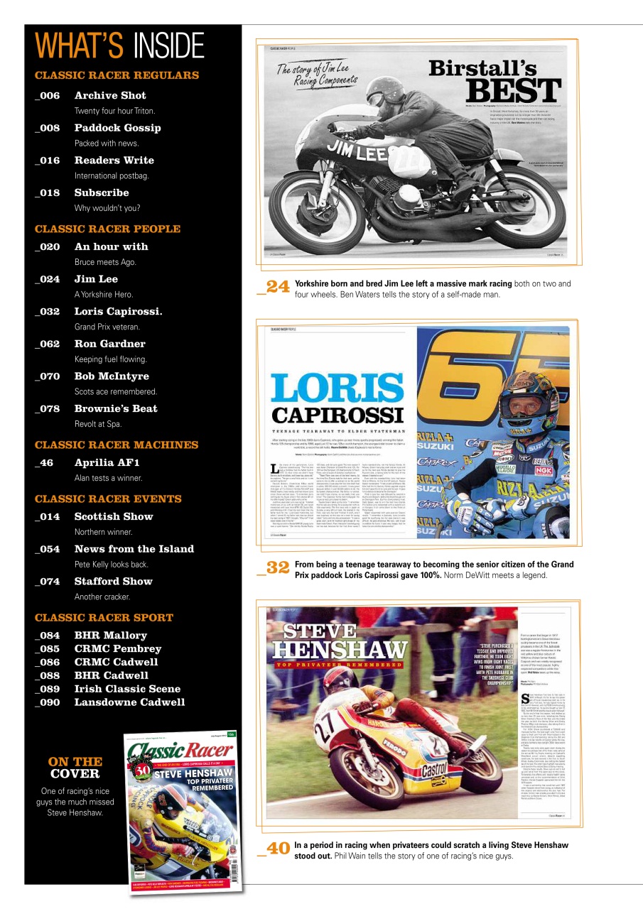 Classic Racer Preview Pages