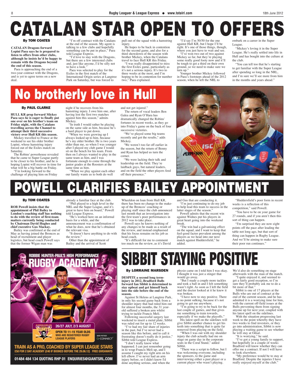 League Express Preview Pages