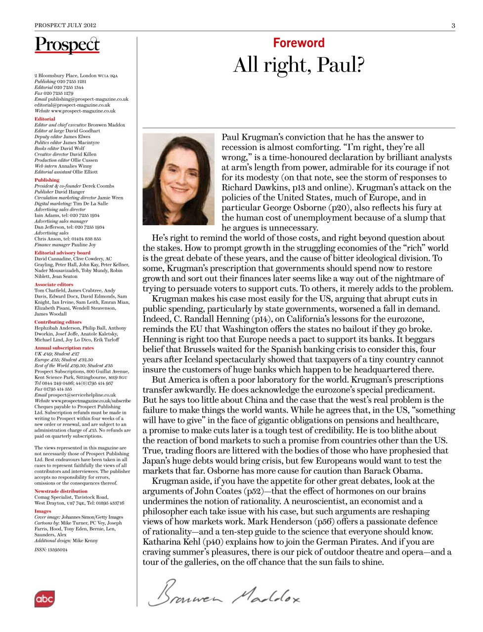 Prospect Magazine Preview Pages