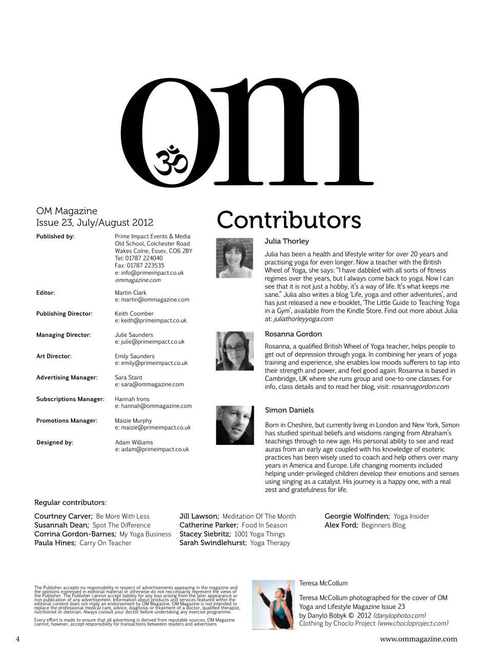OM Yoga Magazine Preview Pages