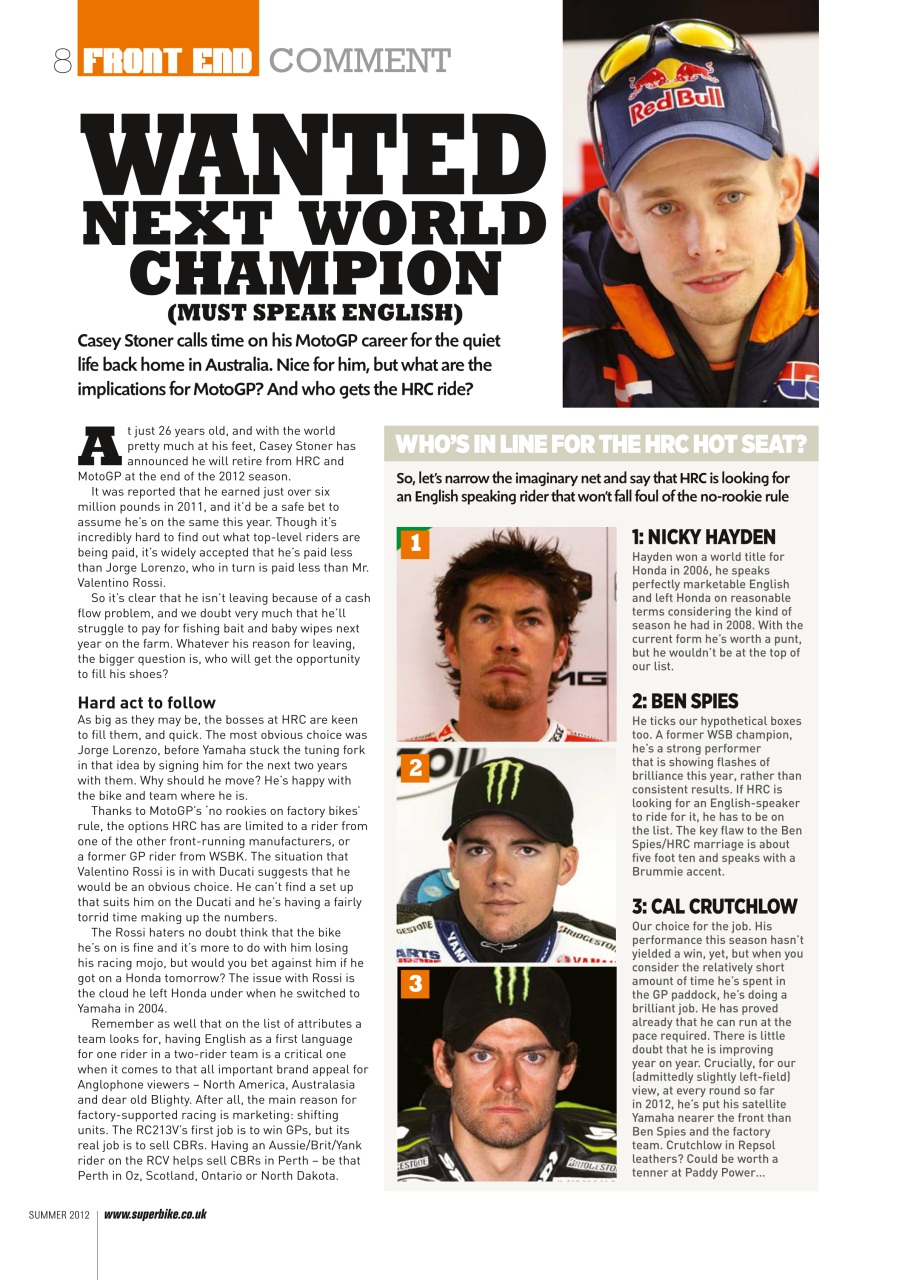 Superbike Magazine Preview Pages