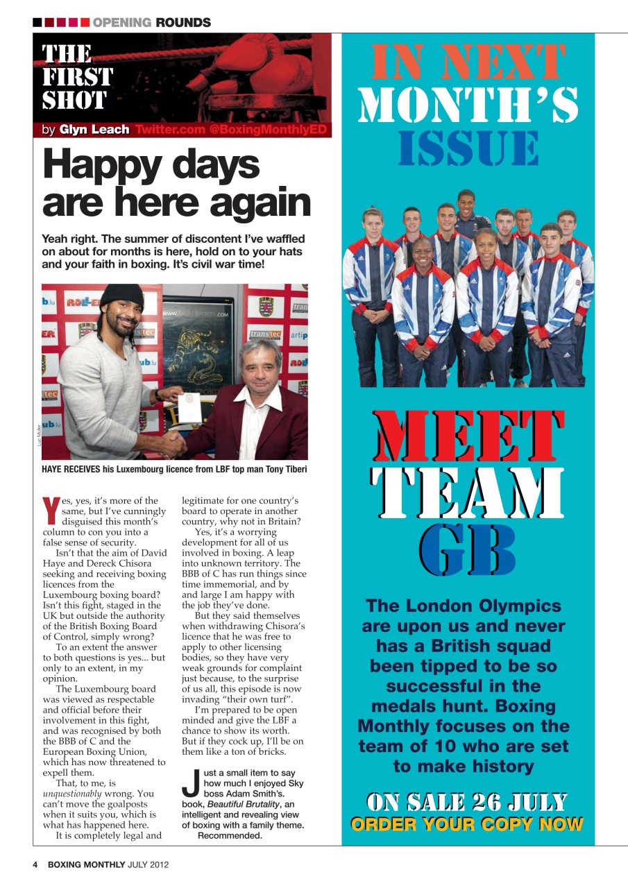 Boxing Monthly Preview Pages