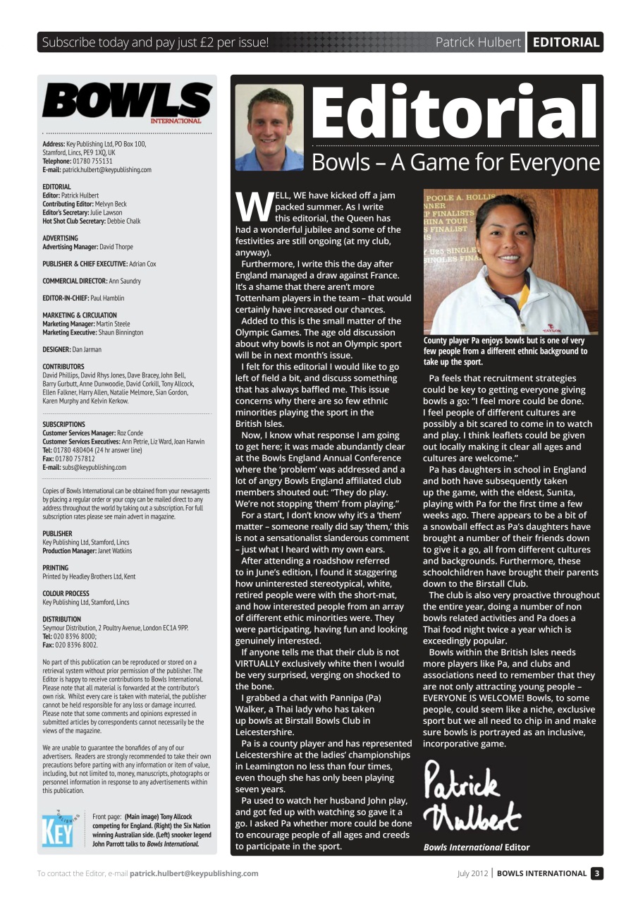 Bowls International Preview Pages