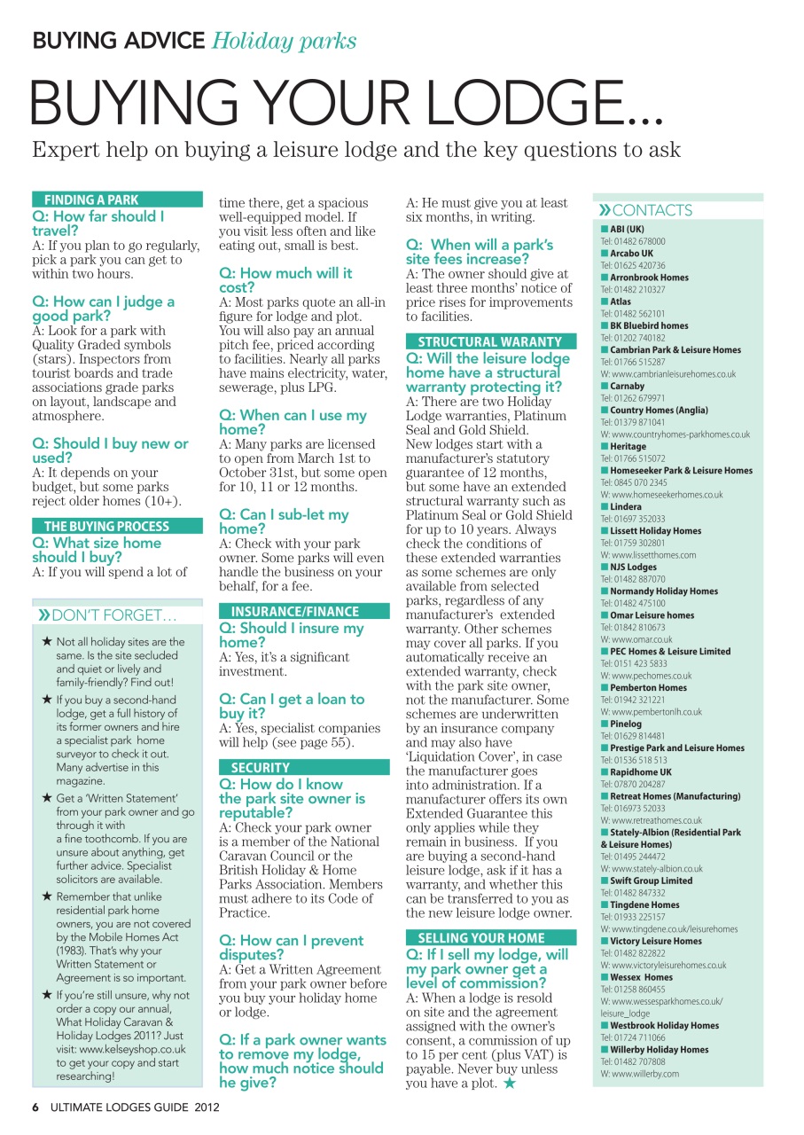 Ultimate Lodges Guide Preview Pages