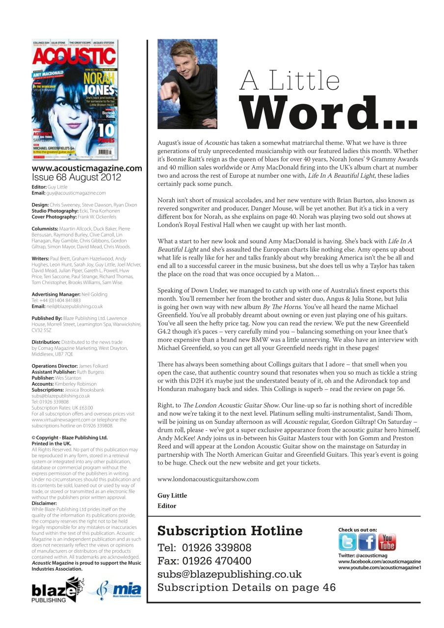 Acoustic Preview Pages