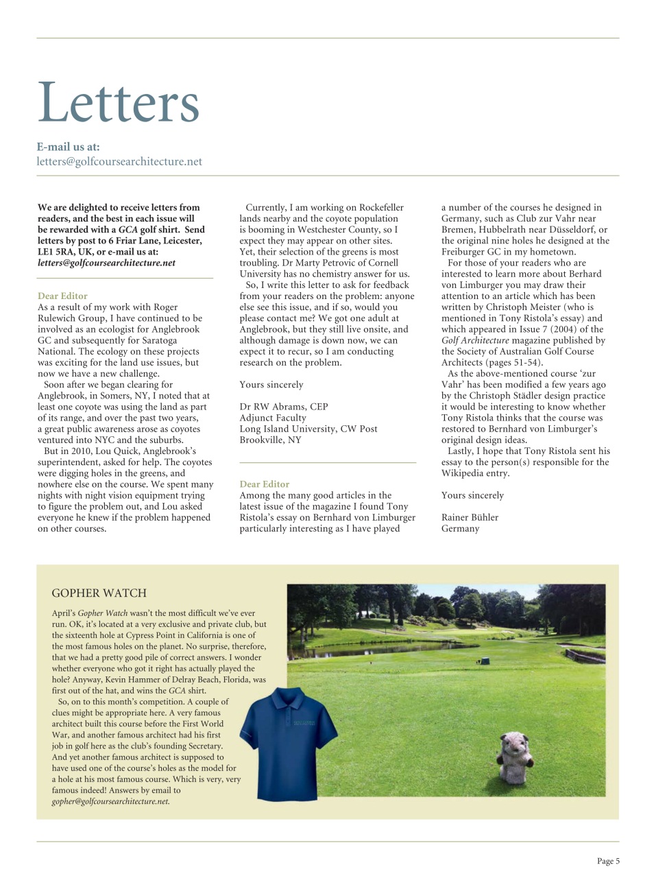 Golf Course Architecture Preview Pages