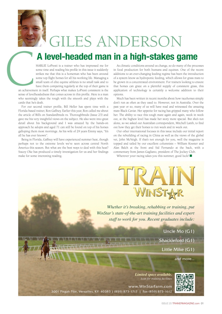 North American Trainer Magazine - horse racing Preview Pages