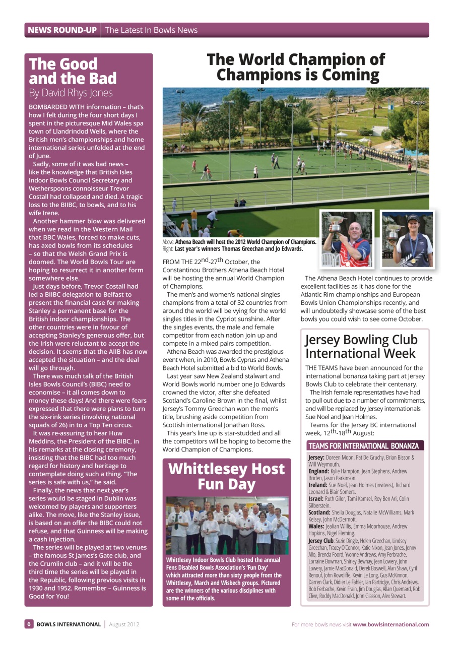 Bowls International Preview Pages