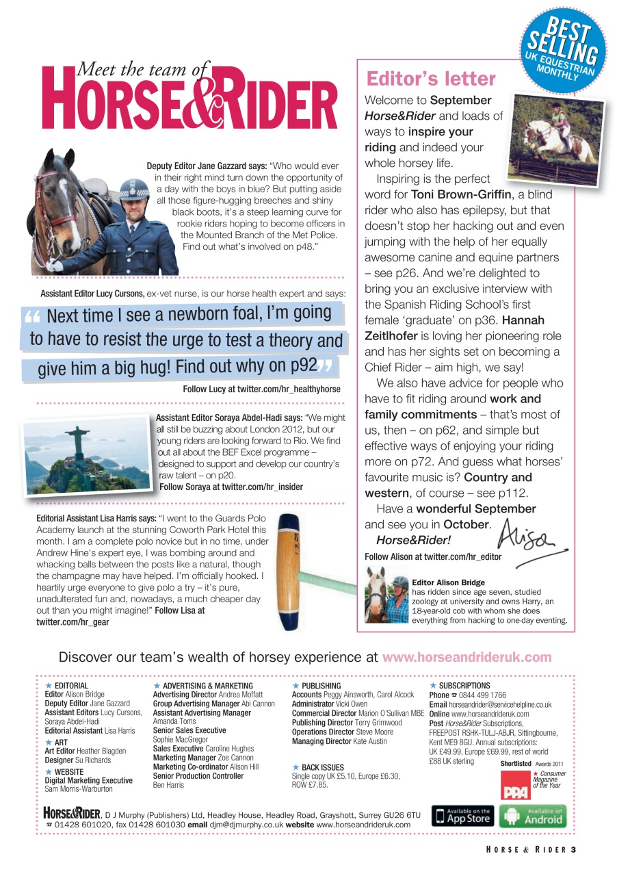 Horse&Rider Magazine - UK equestrian magazine for Horse and Rider Preview Pages