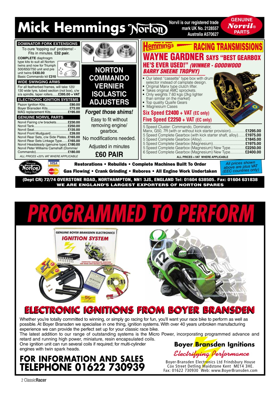 Classic Racer Preview Pages