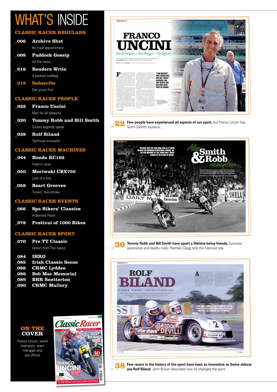 Classic Racer Preview Pages