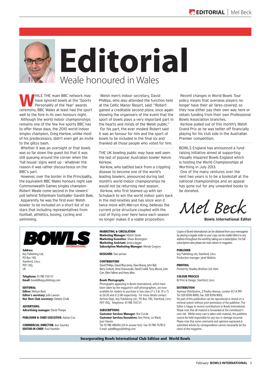 Bowls International Preview Pages