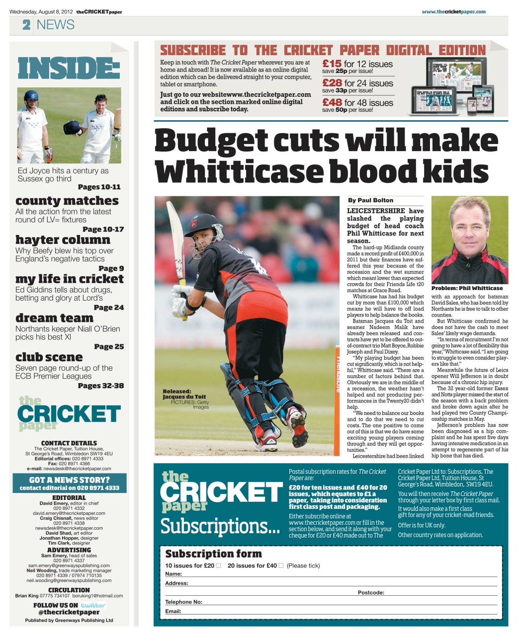 The Cricket Paper Preview Pages