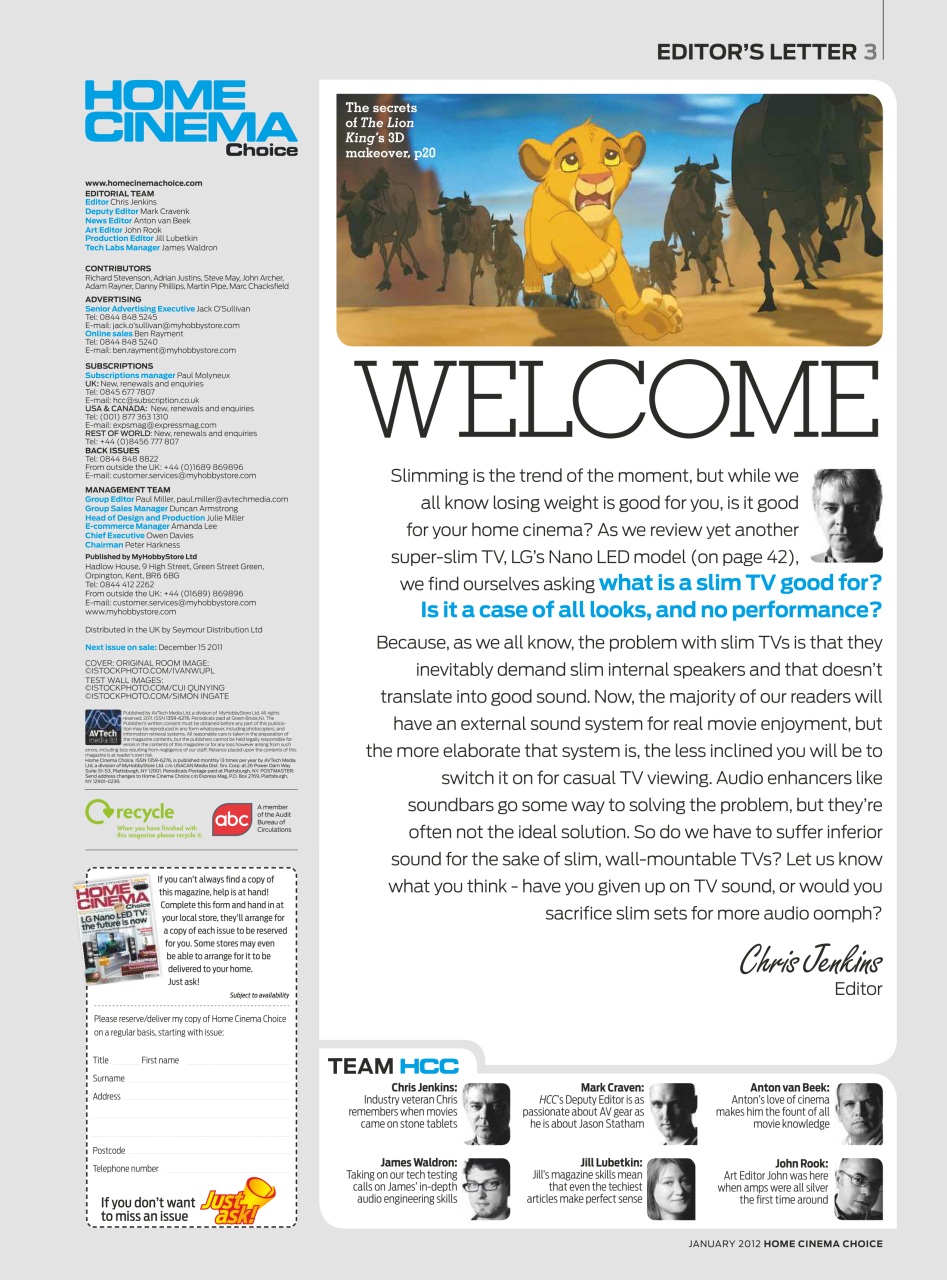 Home Cinema Choice Preview Pages