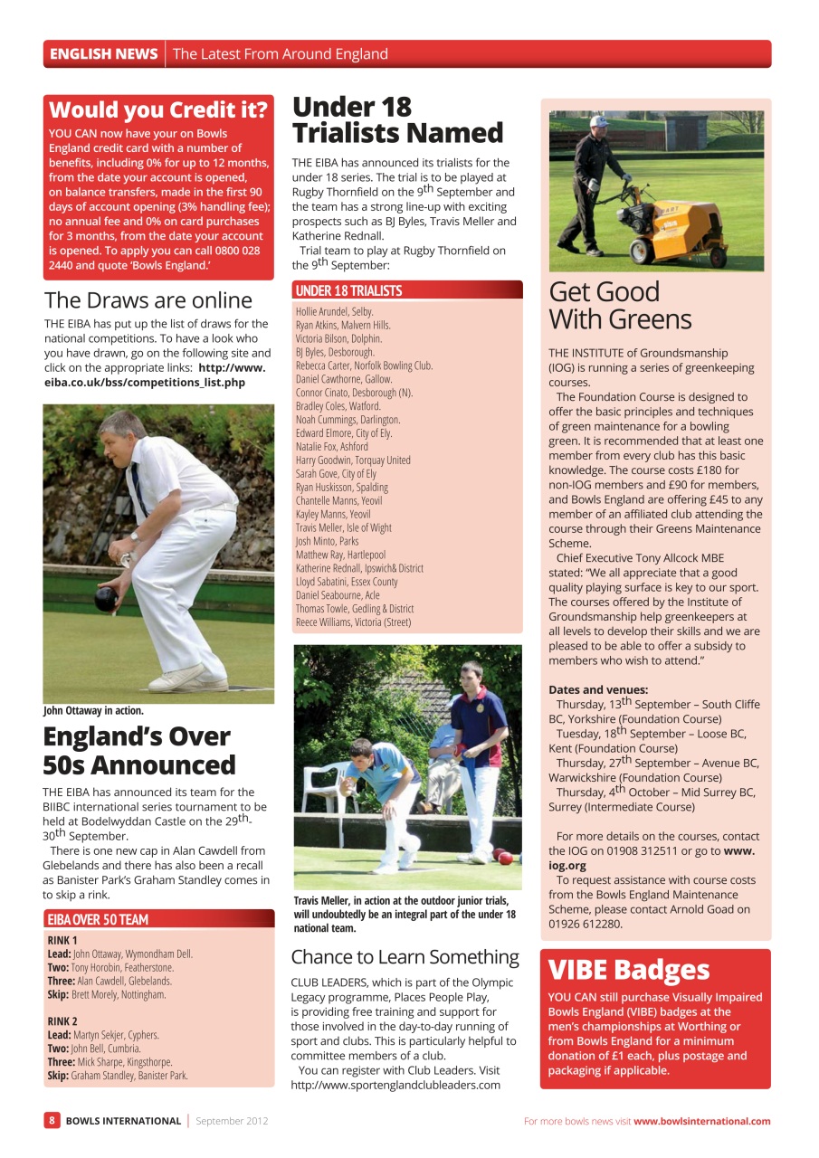 Bowls International Preview Pages