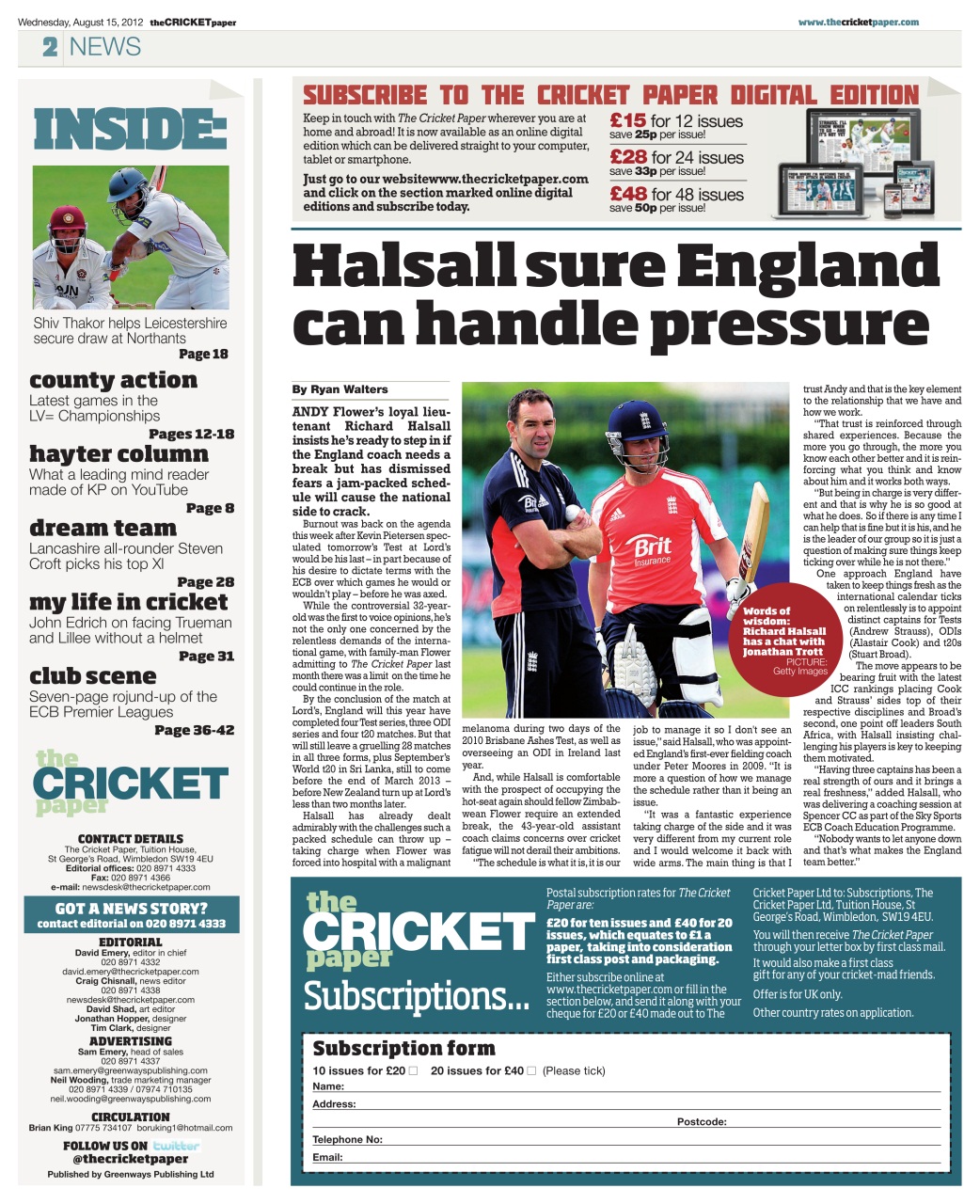 The Cricket Paper Preview Pages