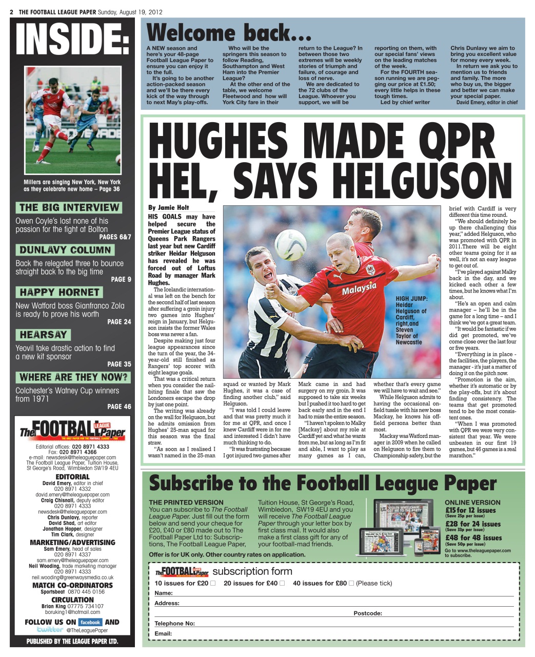 The Football League Paper Preview Pages