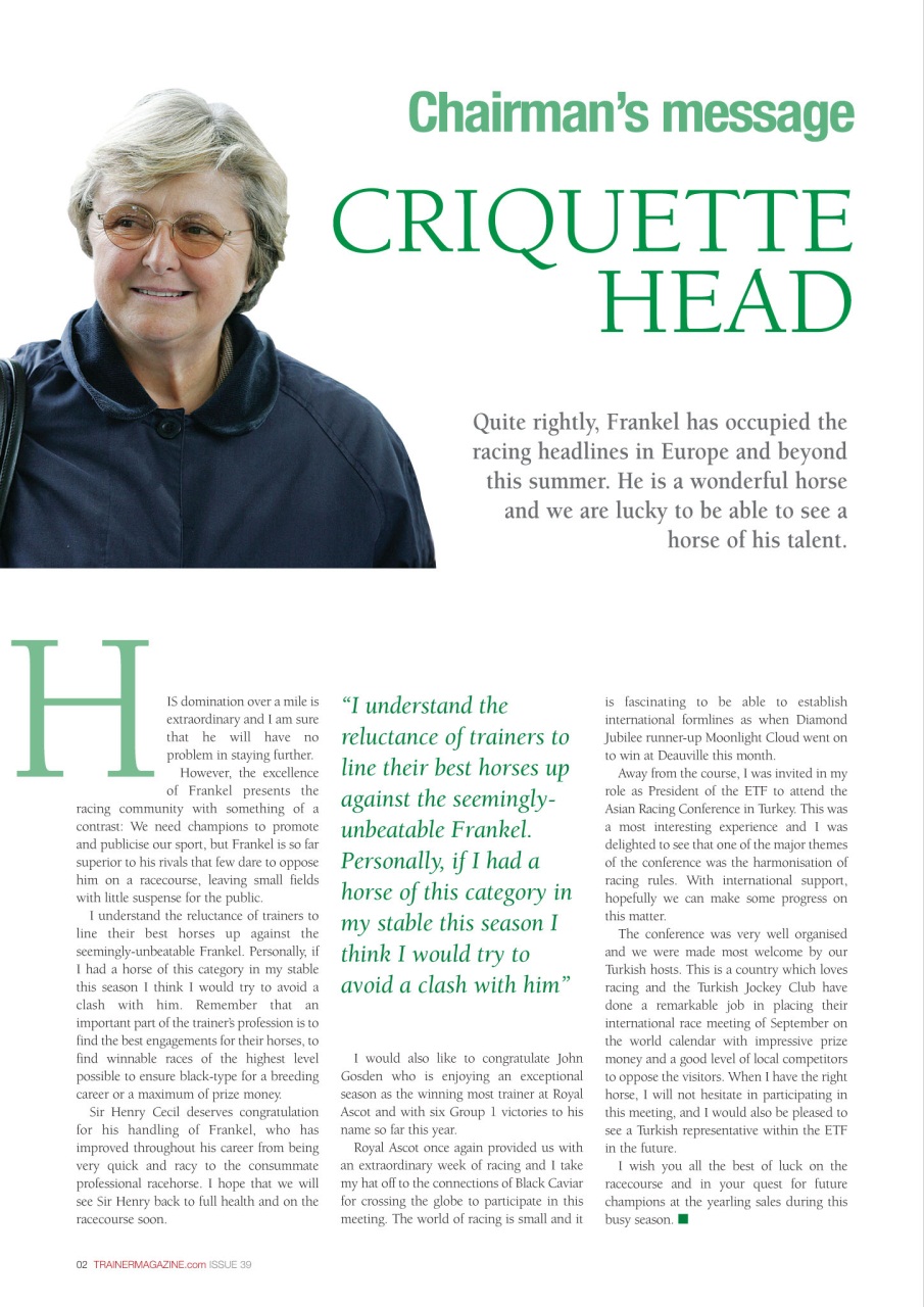 European Trainer Magazine - horse racing Preview Pages