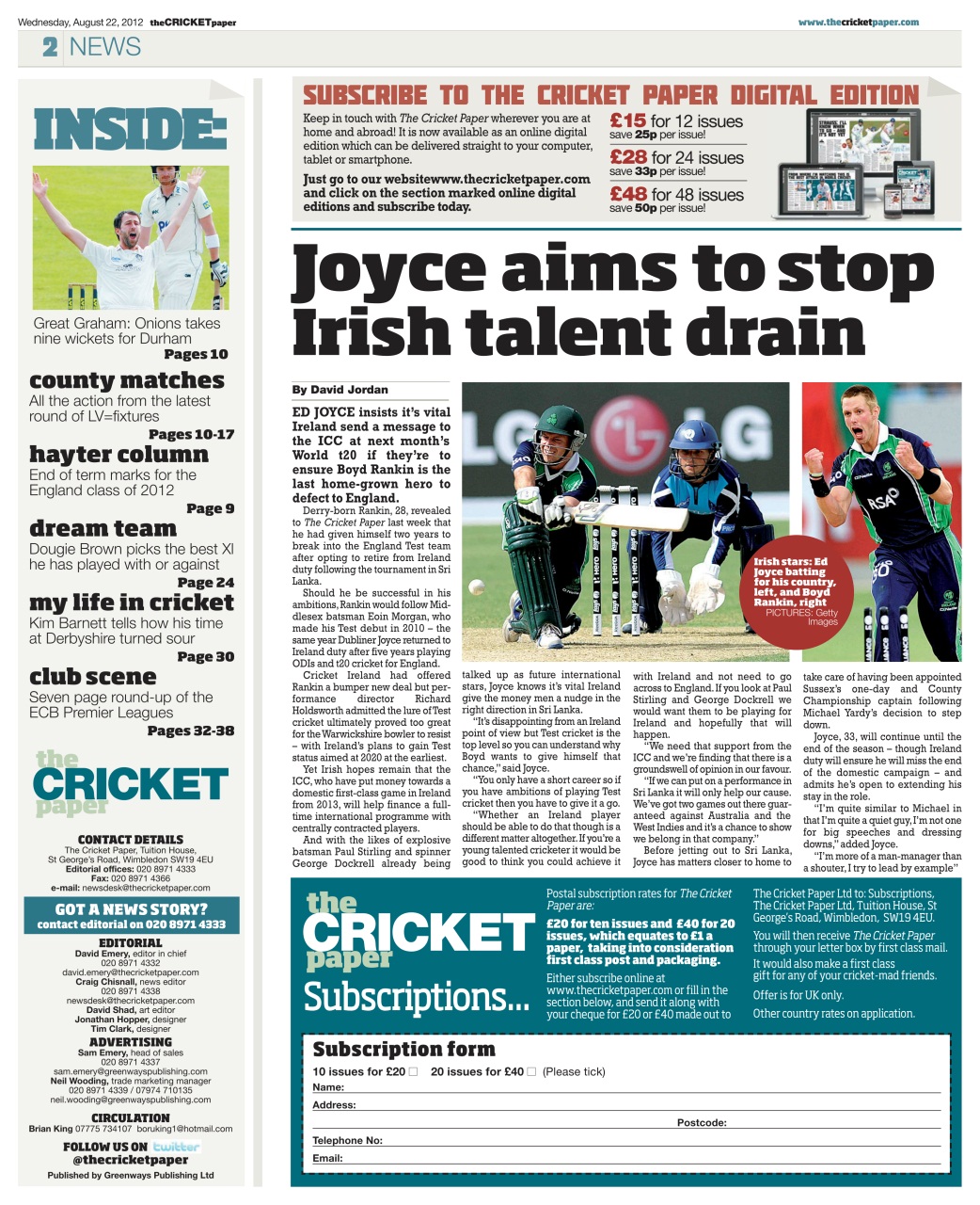 The Cricket Paper Preview Pages