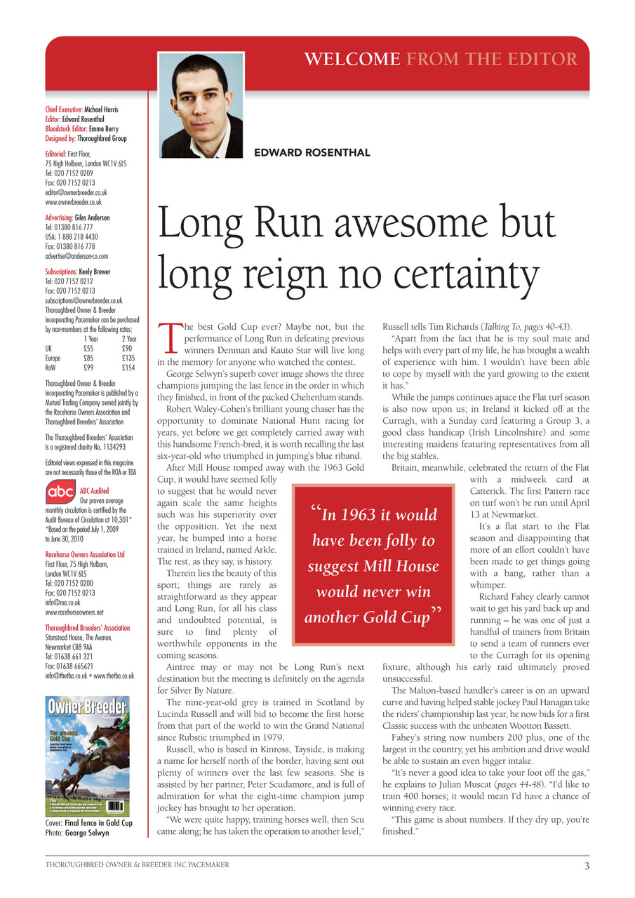 The Owner Breeder Preview Pages