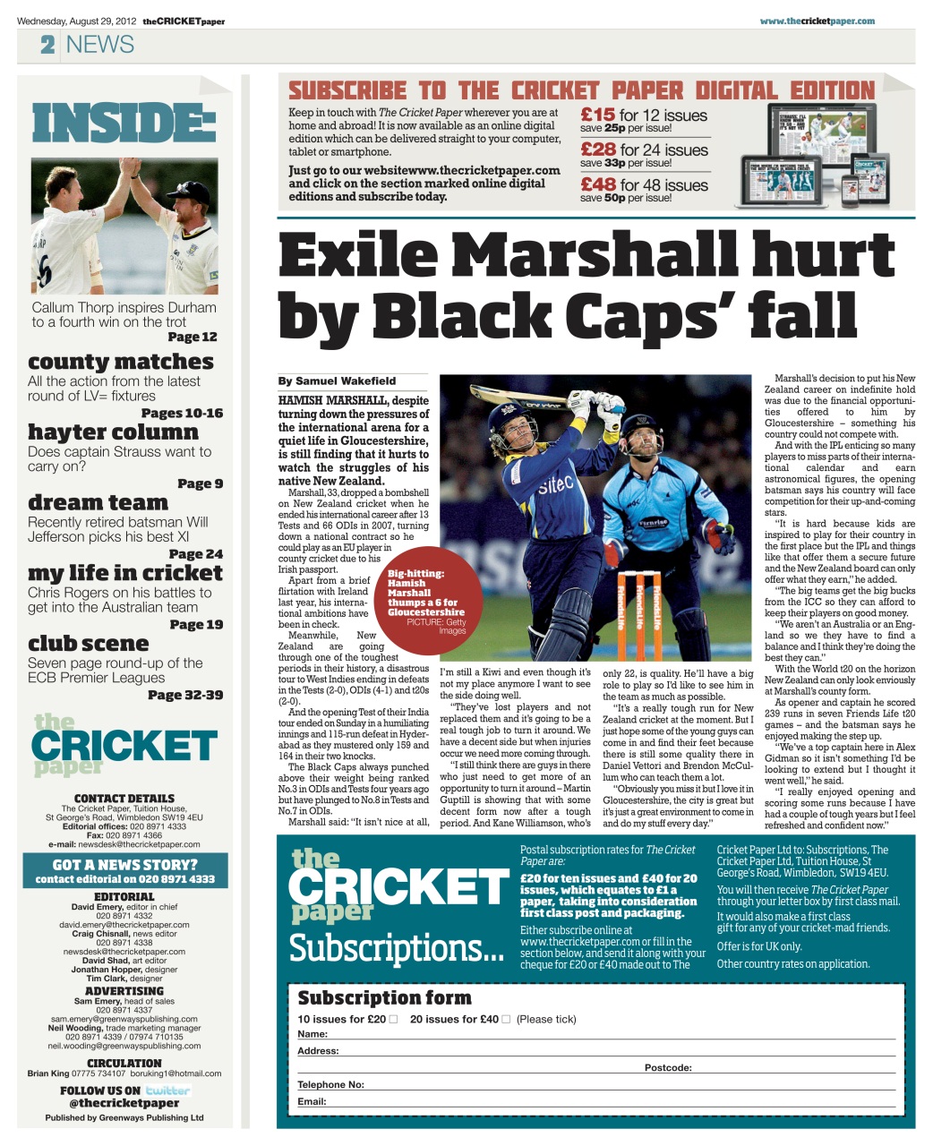 The Cricket Paper Preview Pages