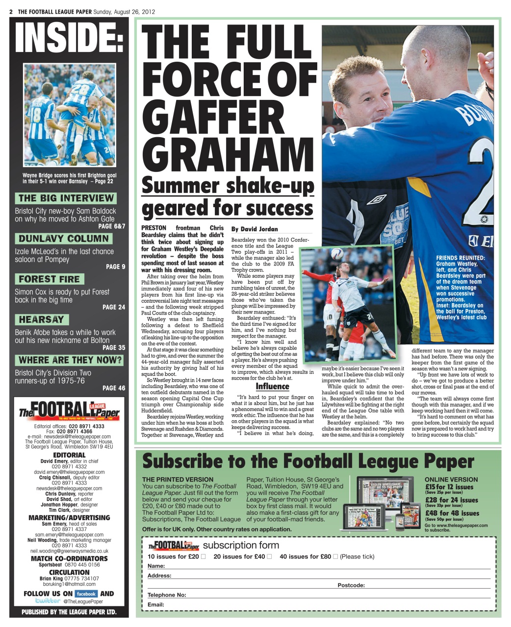 The Football League Paper Preview Pages