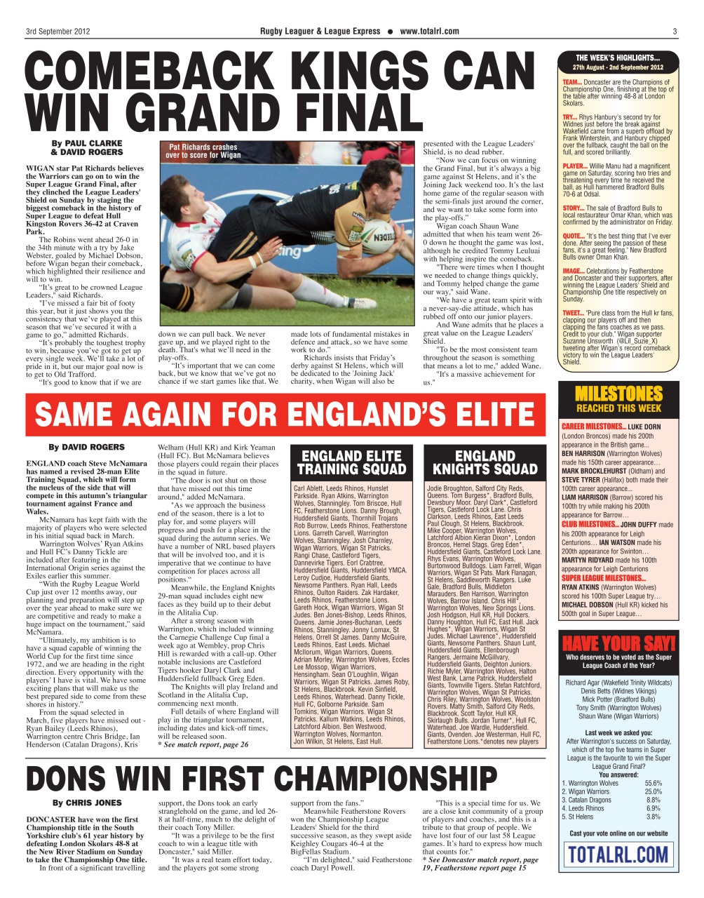 League Express Preview Pages